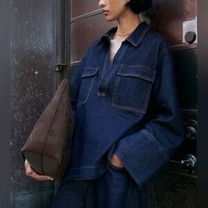 Denim pull over shirt